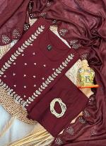 Premium Muslin Maroon Traditional Wear Hand Work Readymade 3 Pcs Kurti 